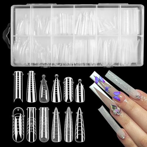 ANGNYA 144 Stücke Nagelformen Dual Form Nails Set,12 Style Dual Nail Forms Nagel Formen Für Polymer Gel