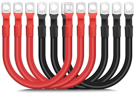 Kleagary 6PCS 4 AWG Battery Cables,30CM Marine Battery Inverter Cables Set, with 3/8In Tinned Copper Lugs,for Automotive Solar,RV