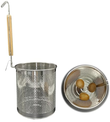 SEABABOO Lebensmittelsieb Aus Edelstahl Durchmesser 15CM Nudelsieb Mit Holzgriff Teigtaschen-Nudelsieb Lebensmittel Sieb Edelstahl Zum Spülen Von Nudeln Obst Pasta Nudeln (Silber, 15CM)