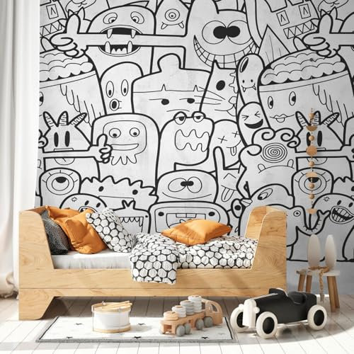 Profhome Kindertapete 398261-GU Vliestapete schwarz weiß Fototapete 0,53 m x 8,80 m / 4,45 m2