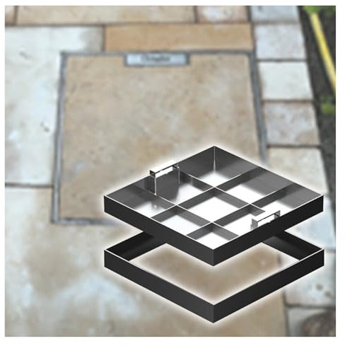 Tapa y Marco de Acero Inoxidable para Pozo séptico, Tapas de Tanque séptico cuadradas empotradas Invisibles con manija retráctil, Cubierta Resistente para depósito de Aguas residuales de pav