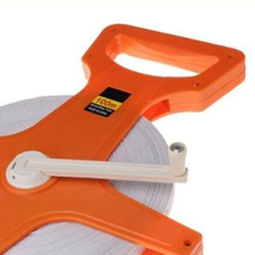 Keenso Dimensione della Fascia in Fibra a Mano Mano con Punta per Misurazioni Esterne e Siti di Costruzione - Manico in Plastica Portatile Nastro Rullo Largo 12,5 Mm (100 Metri)