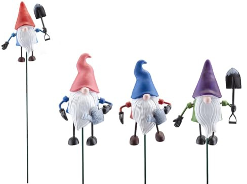 Healthy Living Direct Wobbly Gonk with Garden Tools on Stake - Set of 4