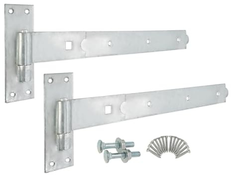 Heavy Duty Galvanised 18 (450mm) Straight Hook and Band Hinges Pack – Gate Fitting Kit for Wooden Garden Shed Door Gates