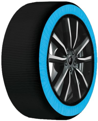 AMCAR Calcetines de nieve textiles talla XL homologados Italia EN 16662-1 – Cadenas de nieve de tela montaje 3 minutos – Snow Sock Auto SUV compatibles vehículos eléctricos – Tejido 3D protección