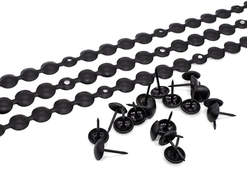 H-BOLT - 5 & 10 Meter universelle dekorative Nagelstreifen für Polster und Möbel – inklusive loser Polsternägel für einfache Installation (11 mm mattschwarz, 10 m)