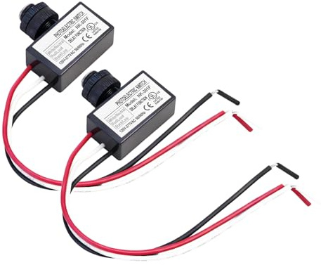 Flylin 2Pcs Dusk to Dawn Sensor, Hardwired Photocell Light Switch 120V-277V | Eye Light Control, Automatic On Off, Universal Replacement, for Outdoor Lighting Lamp Fixtures Bulbs