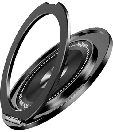 Magnetic Phone Ring Holder for MagSafe, 360° Rotating Ring Grip Stand, Wireless-Charging Friendly Phone Ring Holder Grip for iPhone 17/16/15/14/13 Series, Black