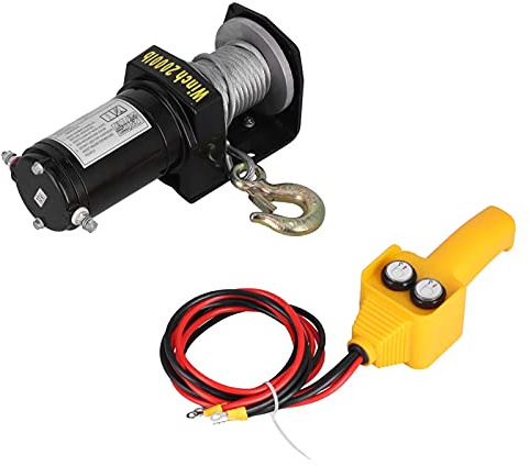 Marhynchus Cabrestante Eléctrico de 12 V, Resistente de 2000 Libras con Interruptor de Manija con Cable, Motor de 1,2 KW para Tracción de Vehículos, Ideal para Camiones Todoterreno y SUV