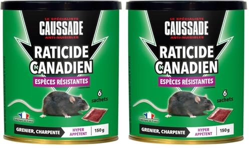 Caussade Raticide Canadien - Espèces résistantes, Boite de 150grs (6 x 25grs) (Lot de 2)