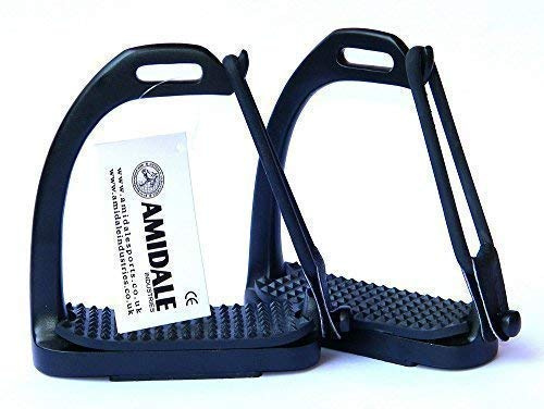 AMIDALE PEACOCK STIRRUPS HORSE EQUESTRIAN SAFETY IRON FILLIS STIRRUPS BLK/PINK/RED/BLUE/SILVER (4.25, SILVER)
