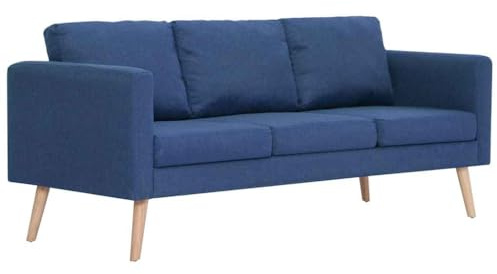 vidaXL 3 Sits Soffa Inomhussoffa Hallsoffa Tresitssoffa 3-sitssoffa Tygsoffa Vardagsrumssoffa Tv-soffa Sittmöbel Vardagsrumsmöbel Tyg Blå