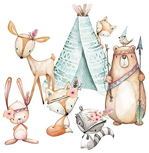 Little Deco Wandtattoo Waldtiere & Bär mit Pfeil und Bogen DL490 M - 77 x 53 cm (BxH)