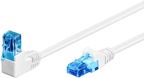 Goobay Cable de red 51540 CAT 6A, 90 grados, Ethernet, Playstation, Xbox, LAN, DSL, U/UTP, RJ45, blanco, 10 metros