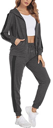 Parabler Jogginganzug Damen Trainingsanzug Zweiteiler Freizeitanzug Set | Jacke Hose, Hausanzug, mit Tasche, Sommer, Herbst, Winter