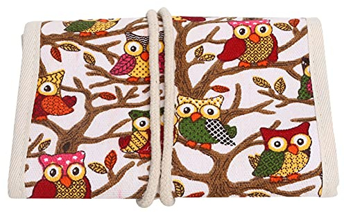 Tnfeeon Stricknadeln Etui Oxford Tuch Leere Häkelnadeln Aufbewahrungstasche Stricknadelaufbewahrung Reißverschlusstasche Haushalt Outdoor Organizer(Eule)
