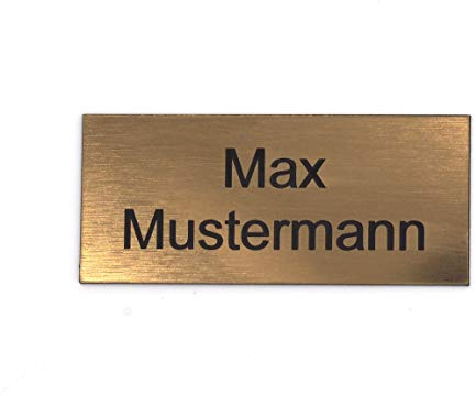 Gravurheim Insegna della cassetta della posta insegna della porta incisione individuale del nome | autoadesivo - personalizzato | plastica | molti colori e dimensioni (8x3,5cm Rettangolo, Oro-Nero)