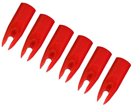 Lamehfyo 50 Pack Archery Arrow Nocks Plastic Nocks Replacement Arrow Tail Glue On 7mm Arrow Shaft Archery Nocks for DIY Arrows End Accessory (Red)