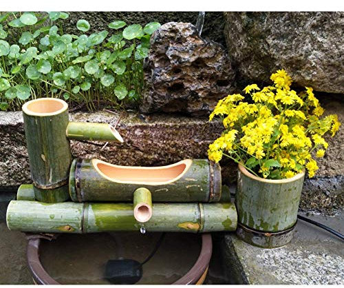 Fontaine en Bambou Décoration De Jardin Japonais Fonction Cascade Feng Shui (Longueur 25 Cm)