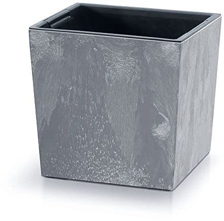 2in1 Blumentopf mit Einsatz Pflanzkübel Kräutertopf Blumenkübel Beton Optik Kunststoff 29,5 cm x 29,5 cm x 29 cm (Marengo)