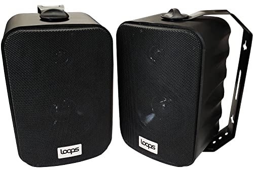 Loops 120W 5” Active Bluetooth Wall Speakers – Pair of Black Stereo Wireless Music Streaming Speakers – Bookshelf or Wall Mounted – Loud Bass Gym/Bar Audio Home Entertainment System
