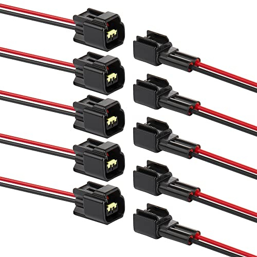 ZHOFONET 2 Pin Anschlussstecker, 5pairs Kabel Steckverbinder Stecker,12v Auto Elektrischer Anschluss,Wasserdicht Schnellverbinder mit 16AWG-Kabel für KFZ
