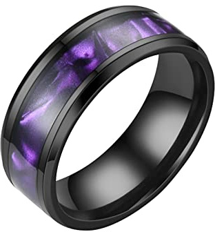 8MM Stainless Steel Rainbow Color Sandblasted Rings Wedding Band Rings For Women Rings For Men Frosted Rings Geometry Rings Size 6 To 13 Pansy Ring (#B-Purple, 13)