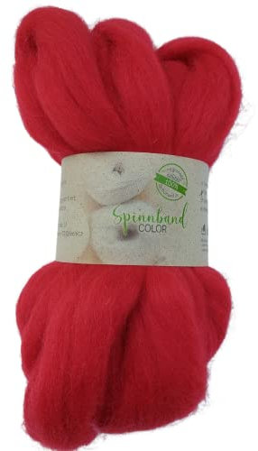 Wollblüte Filzwolle Helles Rot – 100g kardierte Schurwolle in leuchtendem Hellrot, Naturfilzwolle zum Basteln, Filzen, Puppen, Dekoration & kreative DIY‑Handarbeiten (Lavafluss)
