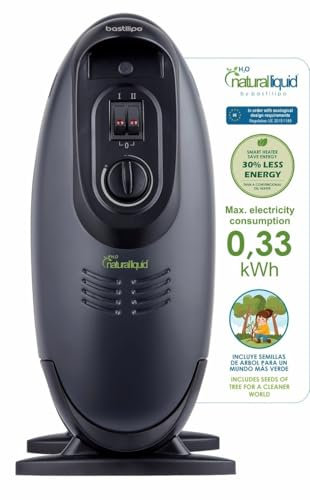 Bastilipo - MR-ECOFLUID-7 - Mini radiatore ecologico con H2O naturale liquid, 200/400/600W, 0,4Kw/h, 7 elementi c/termostato, colore nero