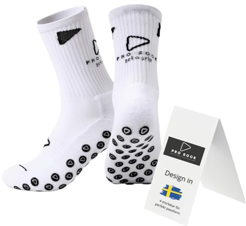 PRO SOCK sportstrumpor, 4 storlekar för perfekt passform, slitstarka Fotbollstrumpor för män, kvinnor och barn, Innebandy, Golf, Pickleball, Padel, Stl 34-36