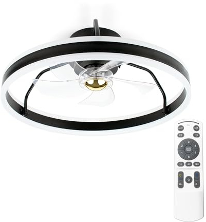 Noaton® Atria 16050B Deckenventilator mit Beleuchtung, LED Dimmbar max. 75 W, 3 Farbtemperaturen, Fernbedienung, Timer, Luftdurchsatz bis zu 60 m3/min, Durchmesser 50 cm, Schwarz