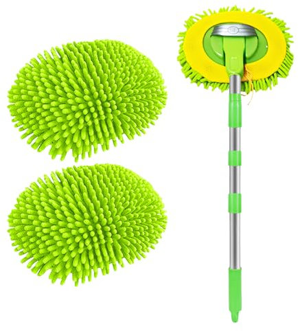Brosse Lavage Voiture Telescopique Kit, Brosse de Lavage de Voiture Télescopique, Chenille Microfibre Balai Pinceau Telescopique Nettoyage Brosse de Nettoyage pour Voiture Camping-Car Caravane