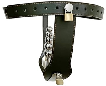 2024 Leicht Leder Keuschheitsgürtel Bondage Unterwäsche Erotische Kleidung mit Analkugeln Vaginal Plug Sklaven Einstellbar Keuschheits Chastity Belt BDSM Fesselspiele für Paare,Schwarz,D