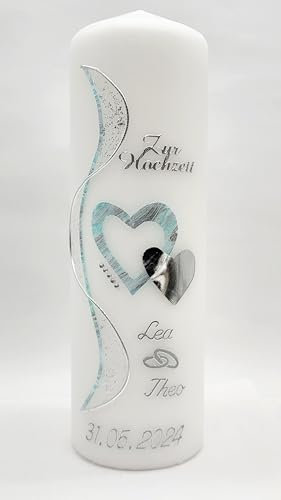 Hochzeitskerze H-63 in vers. Farben inkl. Namen und Datum