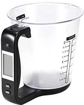 Electronic Kitchen Scale Multi-Function Digital with Temp & Volume, Detachable LCD in Black for Home