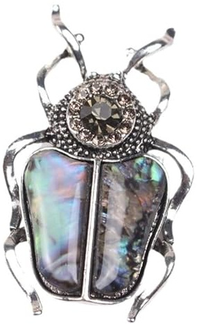 Spilla retrò a forma di scarabeo con finta conchiglia di abalone e accenti di diamanti - Spilla unica a forma di insetto for abbigliamento e accessori