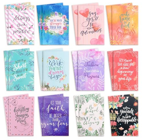 24 stycken mini anteckningsbok, 12,5 x 8 cm mini anteckningsblock liten, ficknotisbok med talesätt, liten anteckningsbok, linjerad väska, dagbok, anteckningsblock, fickanteckningsbok för kontor, resor