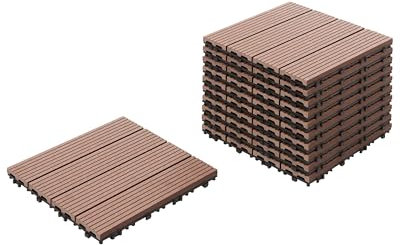 WPC Terrassenfliesen 11er Set 30x30 cm Holzoptik braun Klicksystem Ateleta