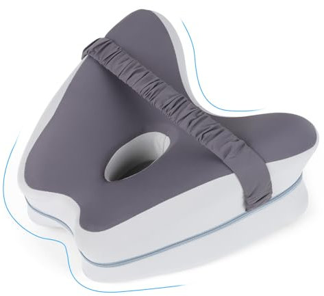 Cozary Kniekissen Für Seitenschläfer, Ergonomisches Lagerungskissen Aus Visco-Elastischem Memory-Schaum,Verbessertes, Kühles Material Gegen Stickige Hitze,Abnehmbar Und Waschbar(27 * 25 * 13CM,Grau)