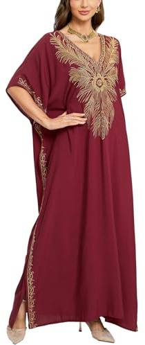YouKD Vestido de caftán bordado bohemio para playa, salida de baño para bikini, talla grande, ropa de descanso para mujer, Z1 Color 0, talla �nica