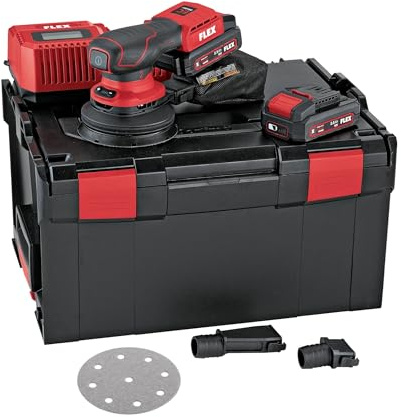 FLEX Aktion Akku-Exzenterschleifer ORE 2-125 18-EC/2.5 Set + Schleifpapier-Set (Abmessungen 200 × 125 × 140 mm, Gewicht 1 kg, 18 V Akku) 534498