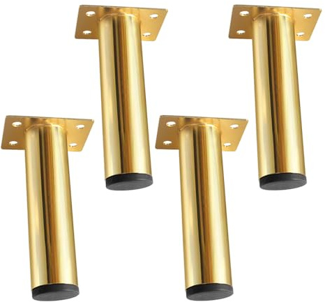Globellapro 4PCS Round Furniture Feet 30x80mm Cold Rolled Steel Furniture Legs Replacement Support Feet with Screws for Sofa Table Cabinet, Gold