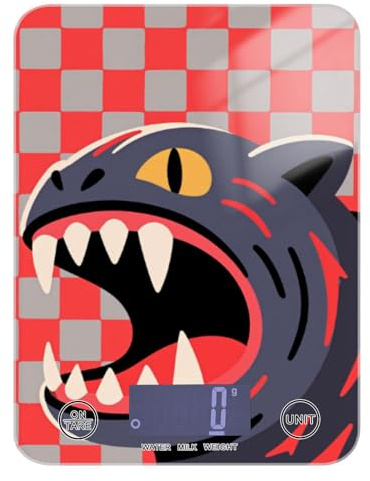 Bilancia digitale da cucina a scacchi rossa e grigia per alimenti 5 kg/5 g, bilancia precisa da cucina con 4 unità per cottura cheto arrosto pesa para alimentos