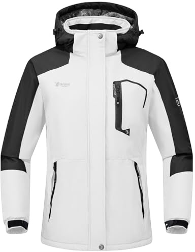 Rdruko Winterjacke Damen Wasserdicht Skijacke Snowboardjacke mit Kapuze | Winddicht Atmungsaktiv Schneejacke Softshelljacke Fleece Gefüttert Verdickt Wanderjacke Winter Outdoor Jacken
