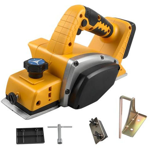 Cordless Electric Planer for Dewalt 20V Battery, 15000 RPM Brushless Electric Handheld Wood Planer with 82mm Width & 2mm Cutting Depth for Woodworking Carpenter Home DIY, No Battery (for Dewalt)