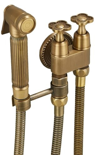 SXWYLZ Antique Handheld Bidet Sprayer Kit Wall Mounted Bidet Spray Gun Tap with 60cm Toilet Hose for Bathroom Cleaning