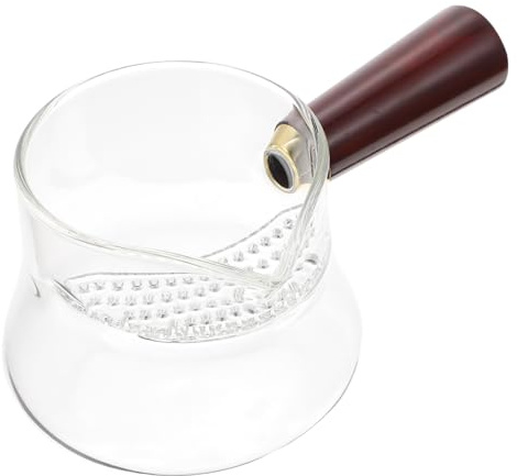 jojofuny Glas Teeverteiler 280ml mit Holzgriff - Hitzebeständige Teetasse mit Seitlichem Griff & Teesieb - Chinesischer Teespender Gongdao Bei für Losen Tee & Teezeremonie - Durchsichtig