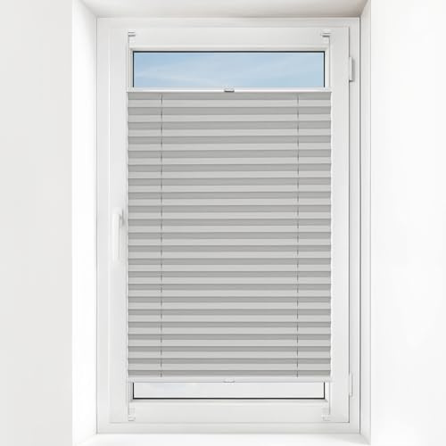 Estika Plissee Zum Kleben Breite 30-129 cm Höhe 50-149 cm Verdunkelungsrollo – 100% Verdunkelung, Sonnenschutz, Sichtschutz – pflegeleicht & modern