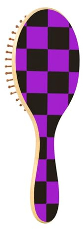 Buffalo Plaid Check Black Violet Wood Paddle Hair Brush Wood Brush For Hair cepillo de madera para cabello