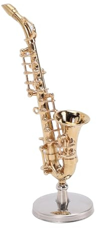Fabater Tenor-Saxophon-Modell, Vergoldetes Messing, Elegante Nachbildung für die Dekoration von Musikzimmern, Kleines Saxophon-Ornament für Enthusiasten, 8,5 cm